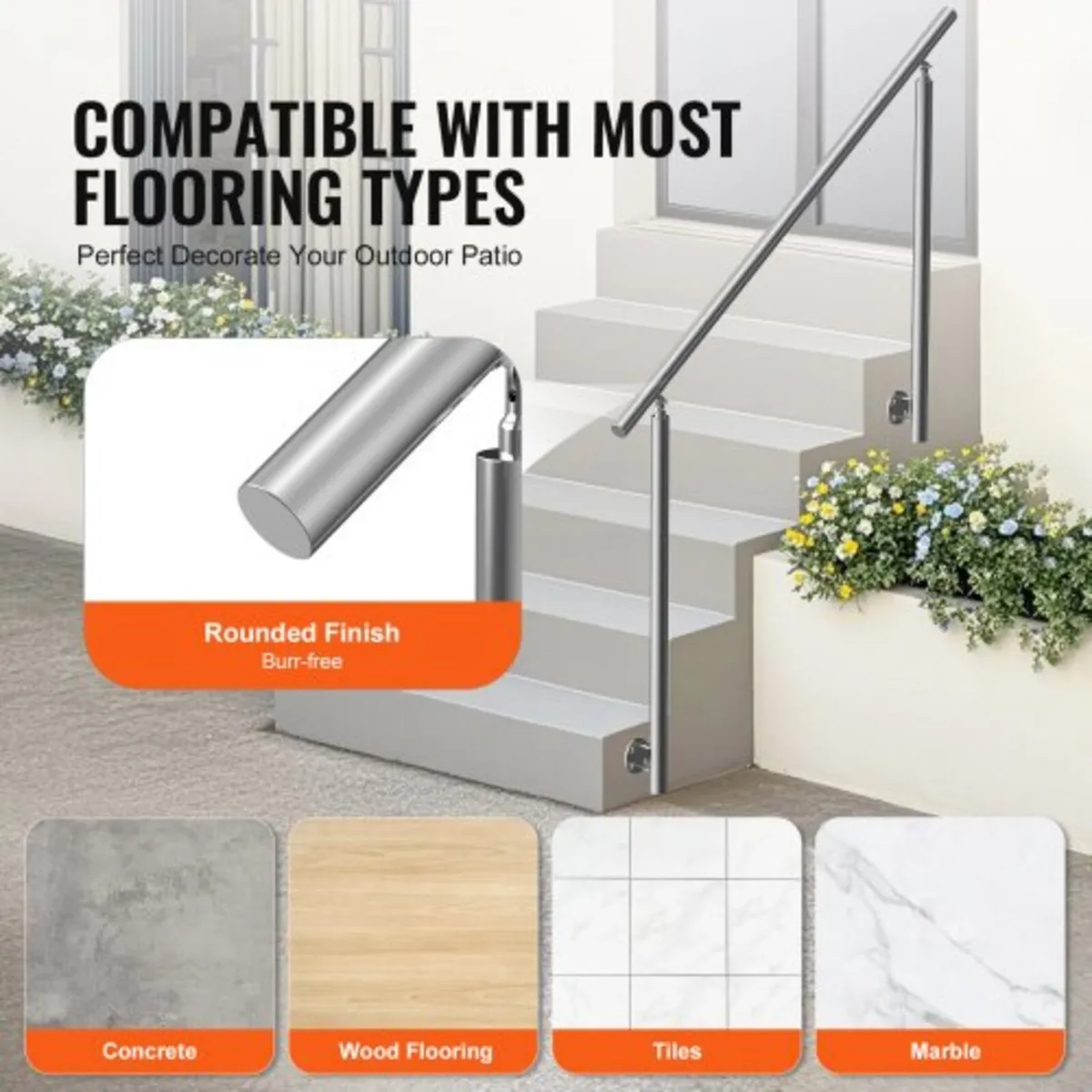 149.9 cm Handrails for Outdoor Steps Staircase for - Image 4