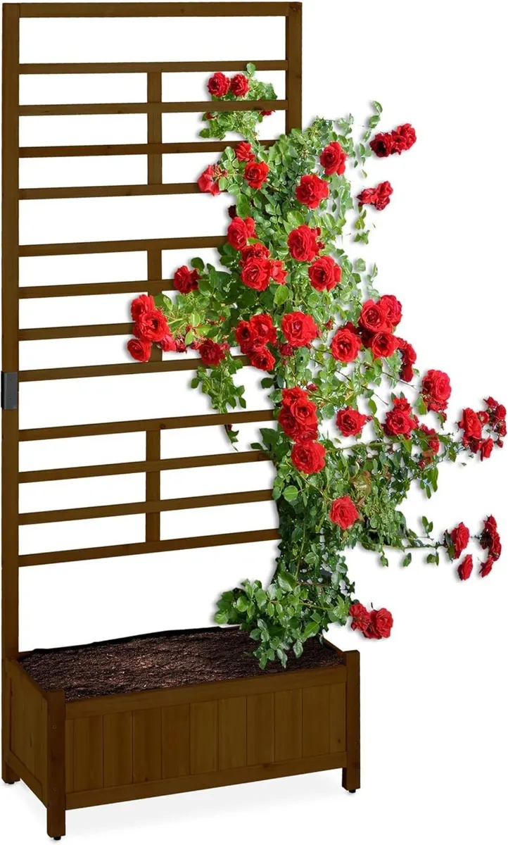 Planter Box with Trellis Balcony Garden Wooden - Image 1