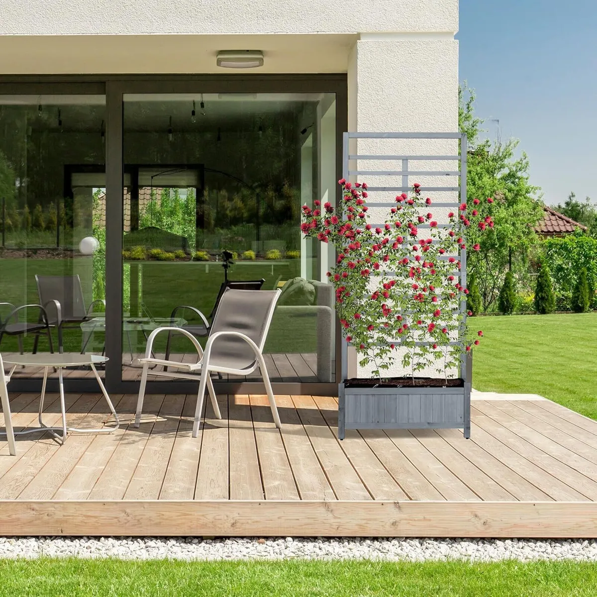 Planter Box with Trellis Balcony Garden Wooden - Image 2