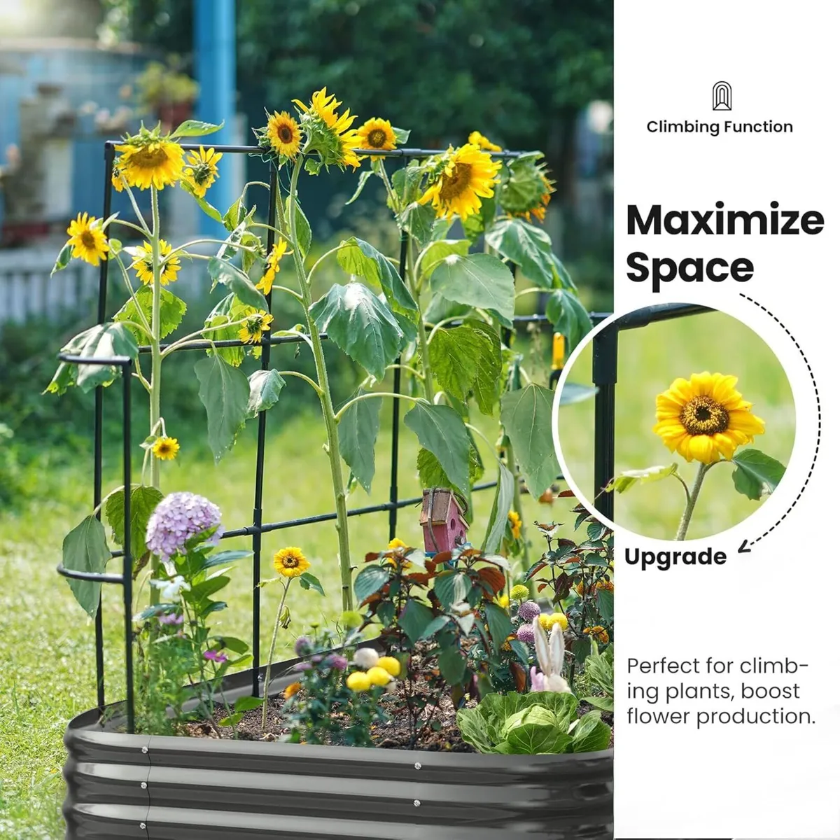 Galvanized Metal Raised Garden Bed with Trellis - Image 4