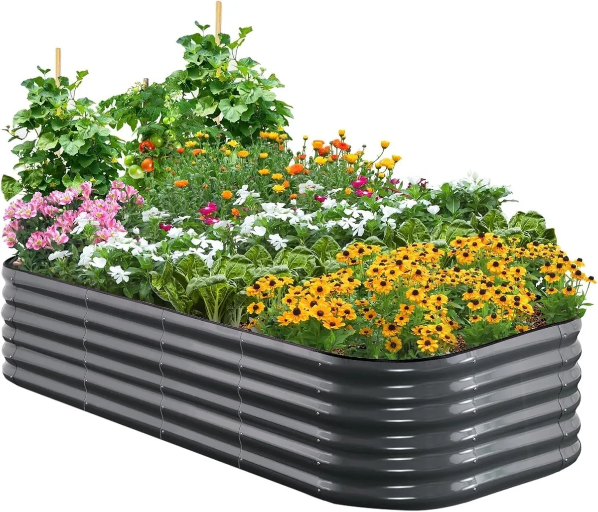 Galvanized Raised Garden Bed Kit Oval Metal - Image 1