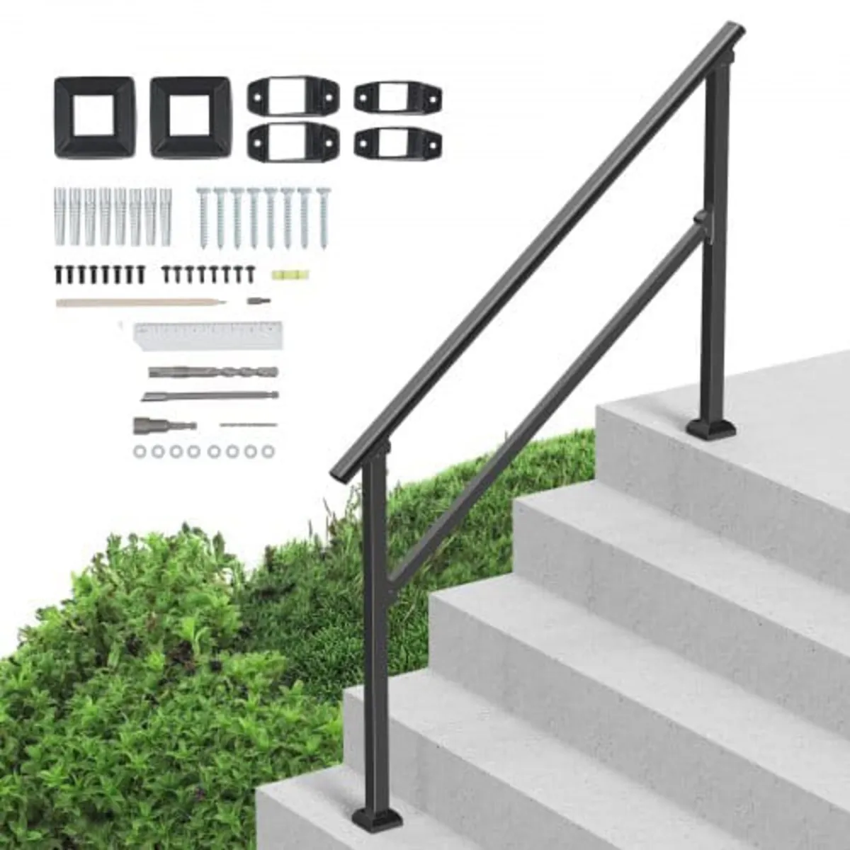 Handrails for Outdoor Steps, 4-5 Step Stair Hand R - Image 1