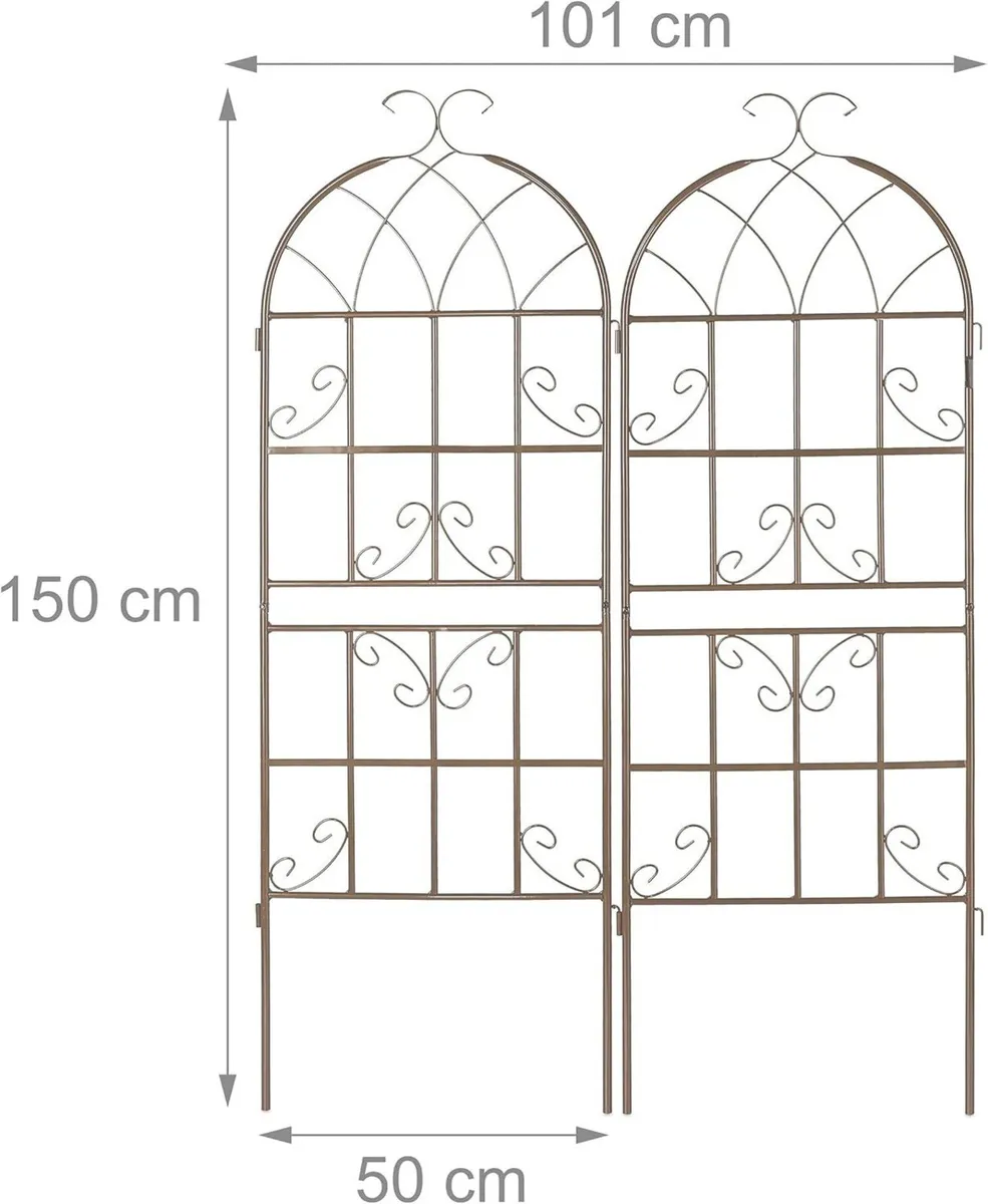 Garden Trellis Set of 2 150 x 50 cm Metal Support - Image 3