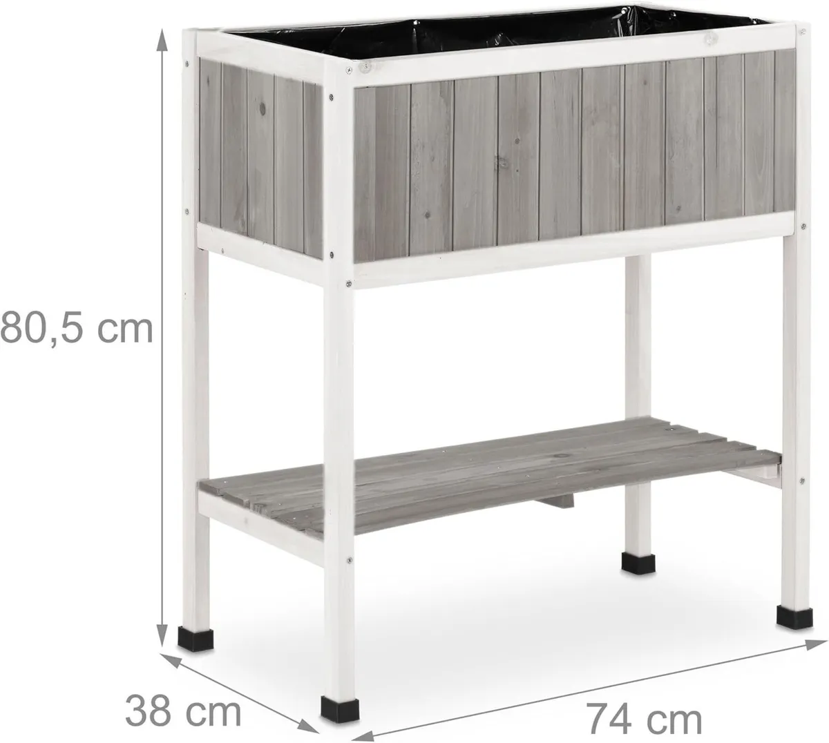 Raised Wooden Planter with Liner Flower Bed on - Image 3