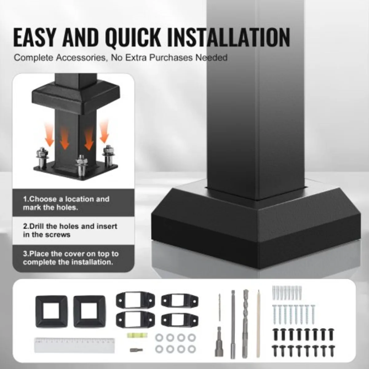 Handrails for Outdoor Steps, 2 PCS 2-3 Step Stair - Image 4