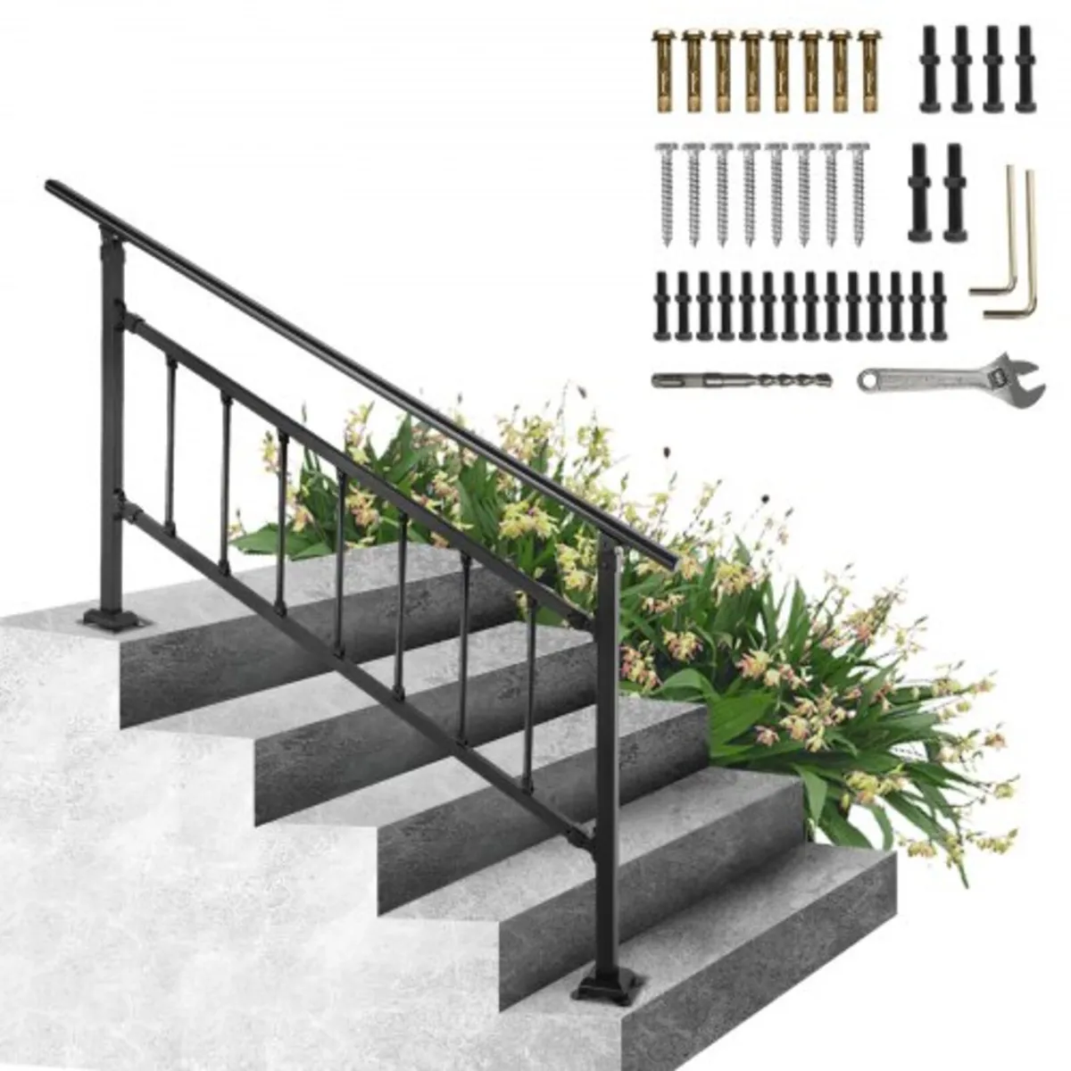 Outdoor Stair Railing, Fits for 1-4 Steps Transiti - Image 1