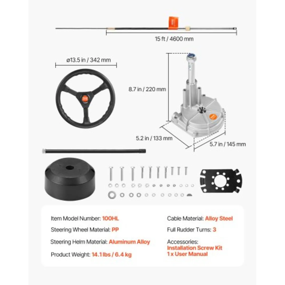 Outboard Steering System 15' Outboard Steering Sy - Image 3