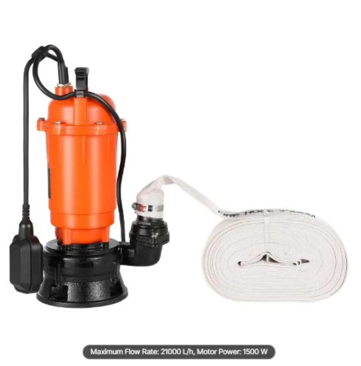 1500W Submersible Trash Pump, 21000 L/H, Cast Iron - Image 1