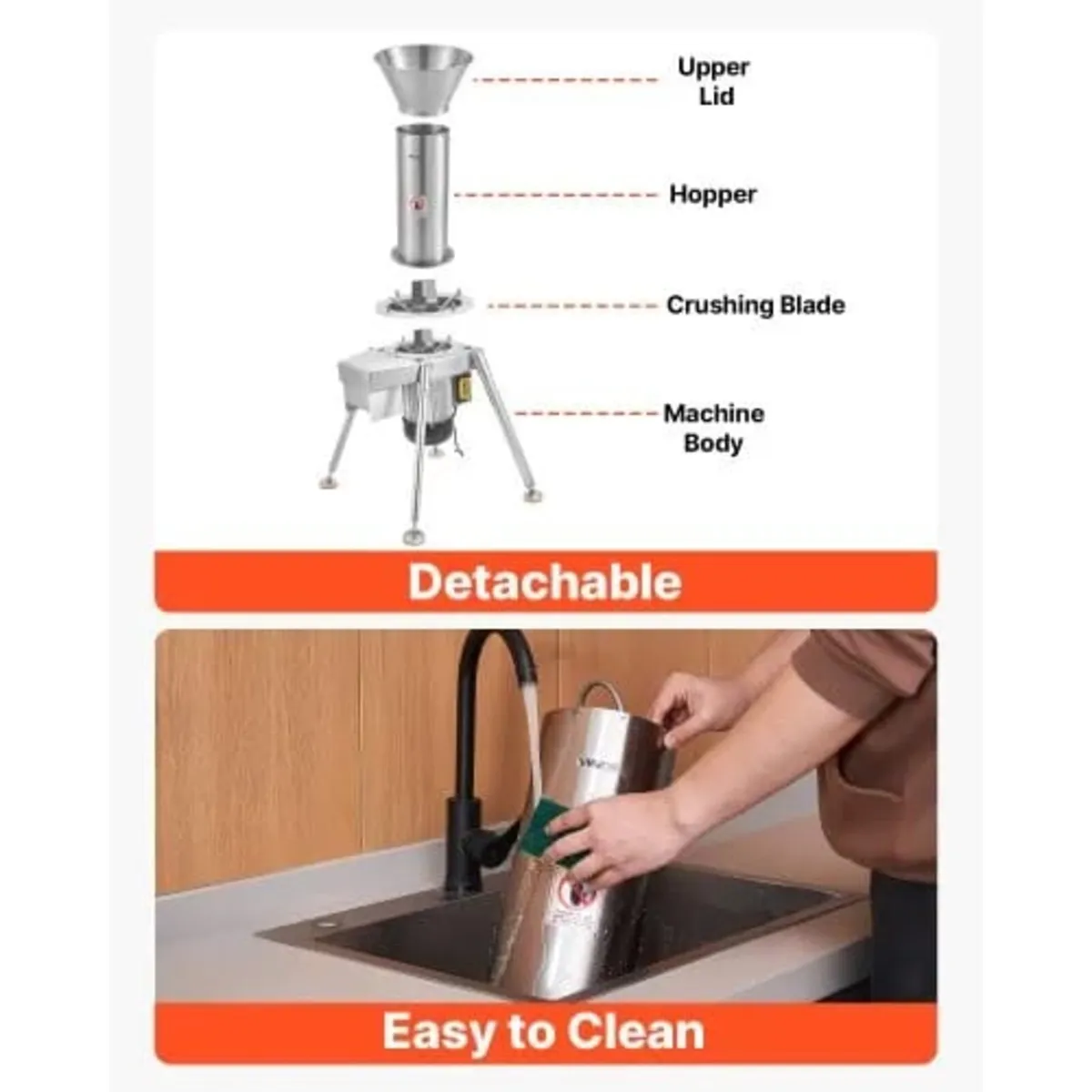 1100W Electric Fruit Apple Crusher, SUS304 Freesta - Image 4