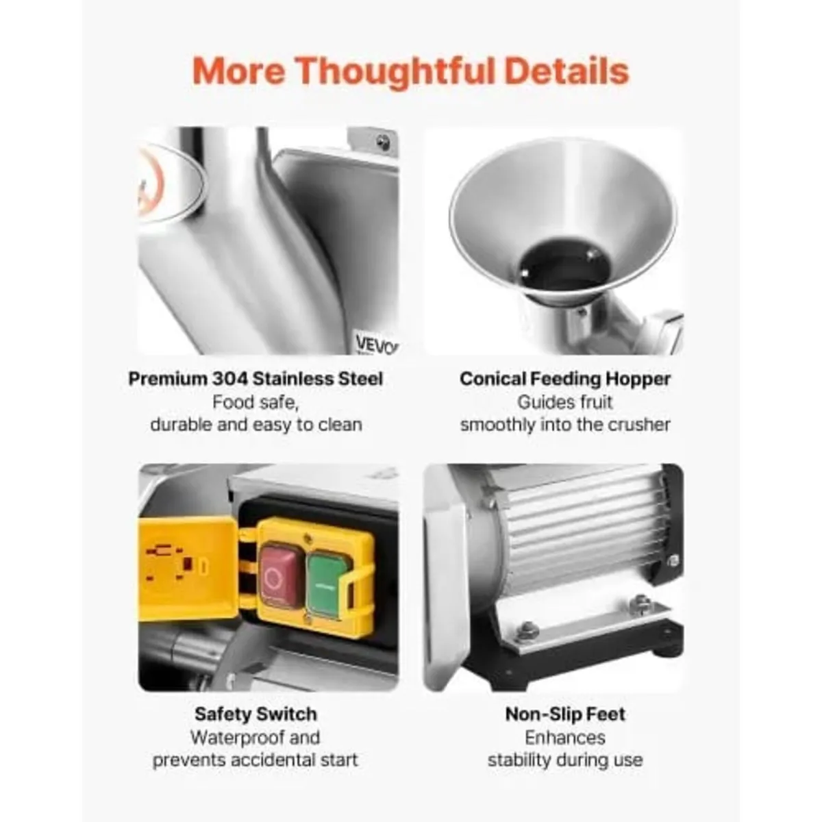 550W Electric Fruit Apple Crusher, SUS304 Desktop - Image 3