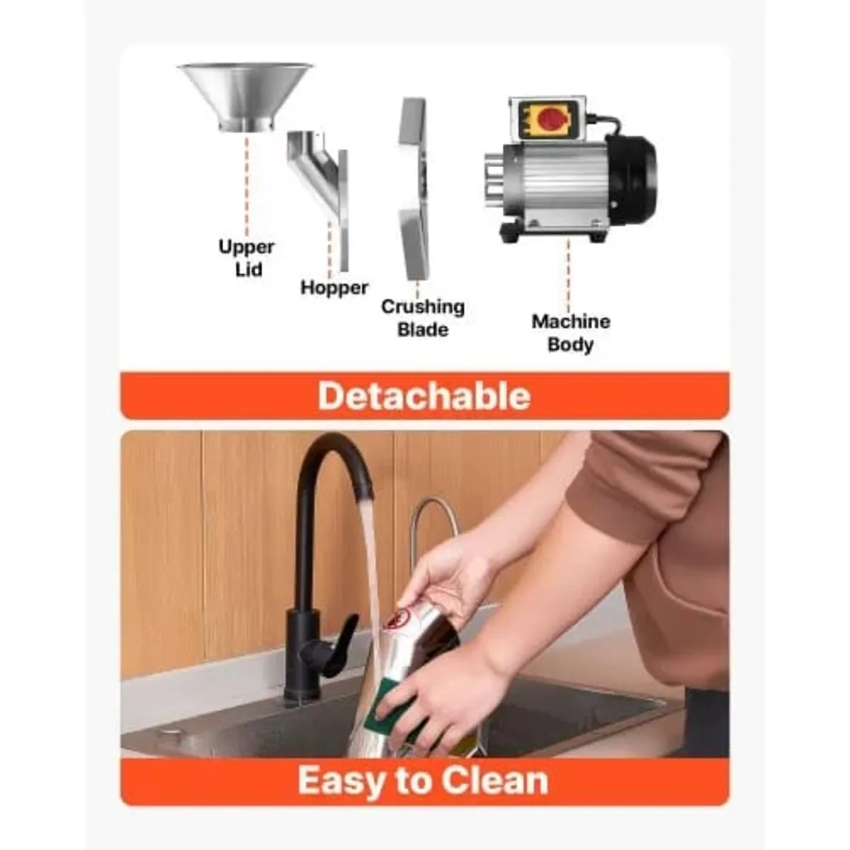 550W Electric Fruit Apple Crusher, SUS304 Desktop - Image 4