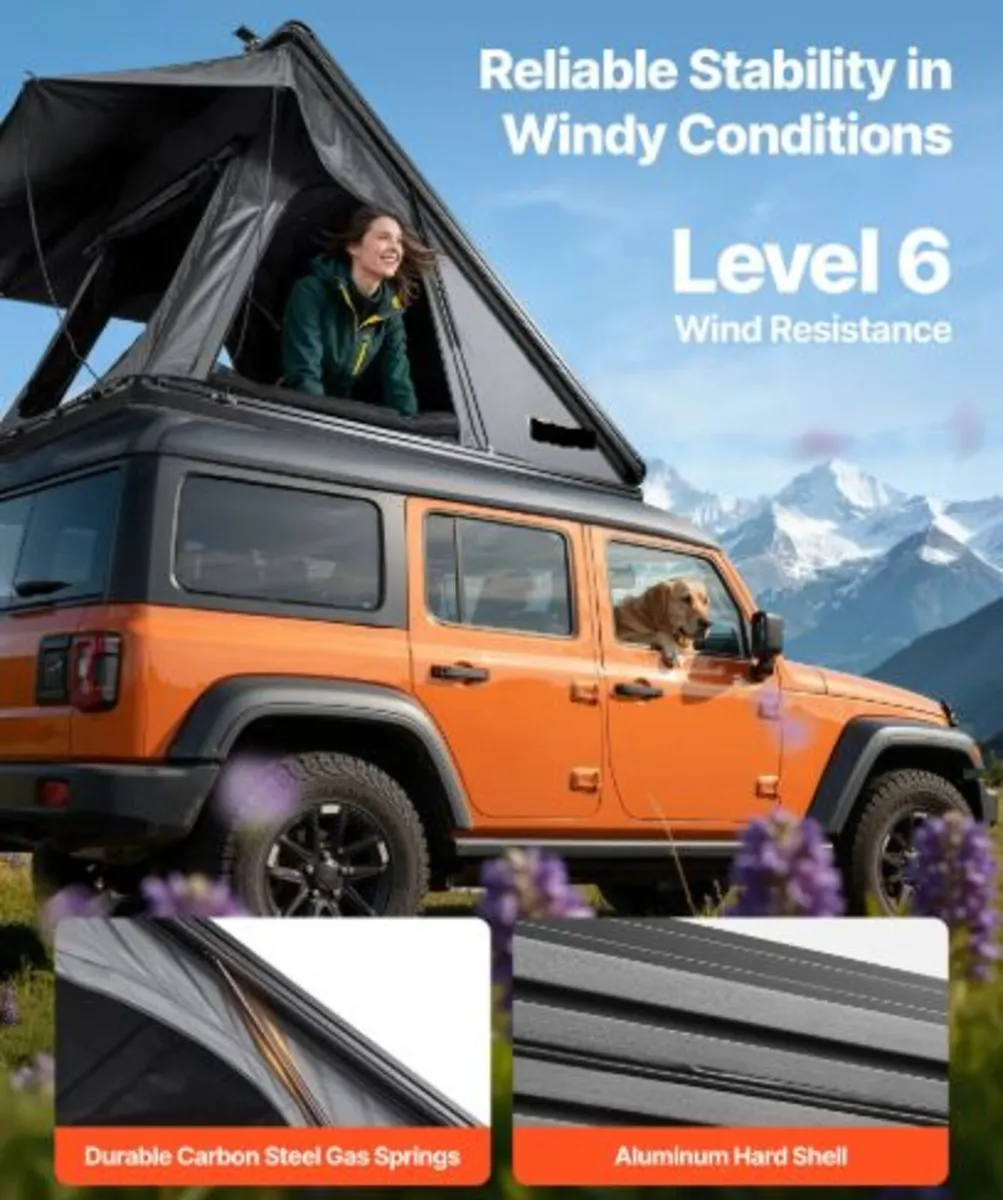 Rooftop Tent Hard Shell, 2-3 Person Aluminum Roof - Image 2