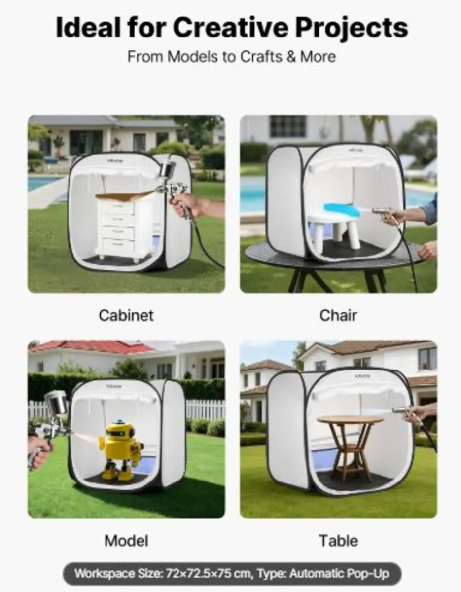Portable Paint Booth Tent,720 x725 x 750mm Pop-Up - Image 4
