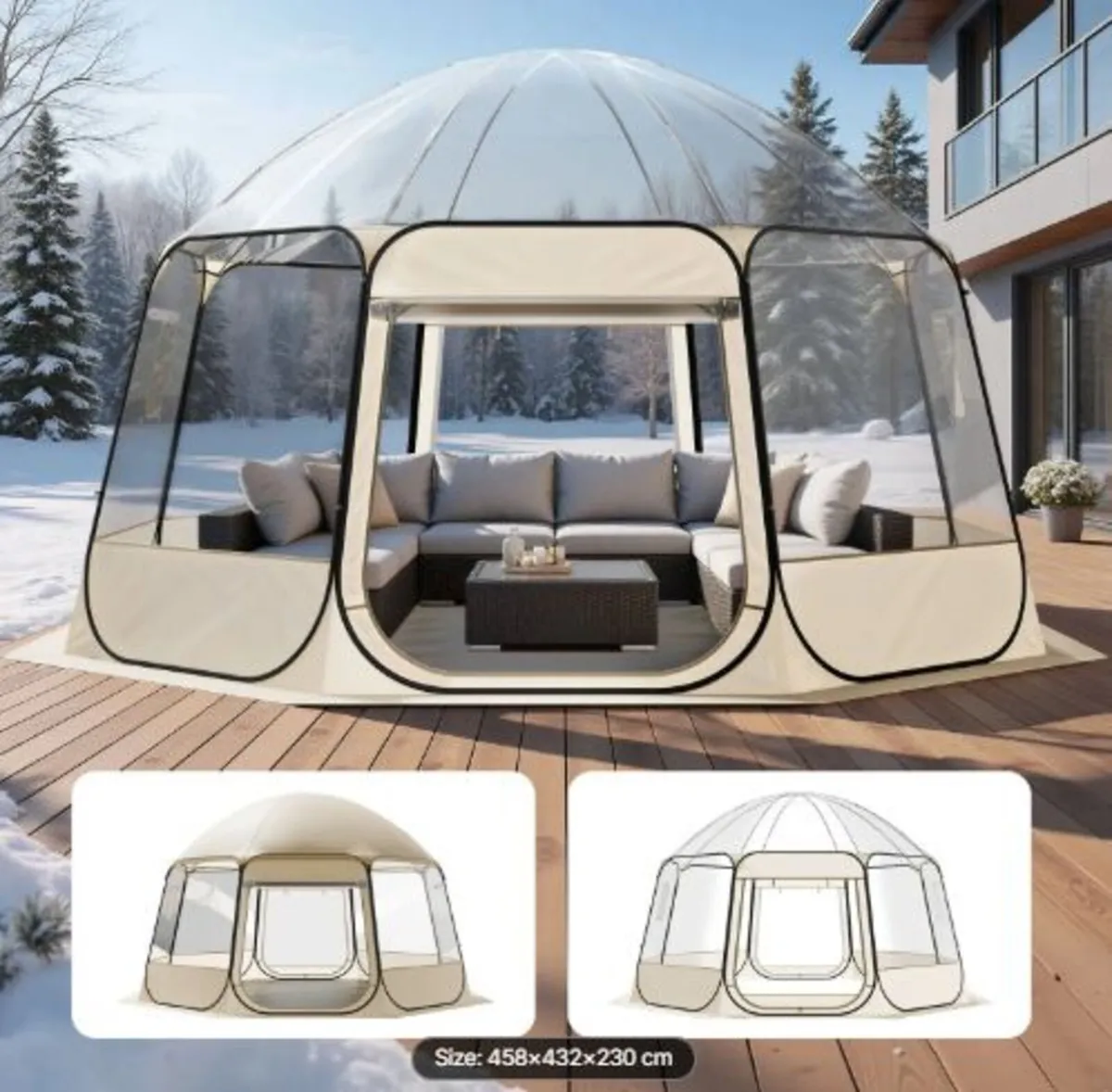 Pop up Bubble Tent, 4.58 x 4.32 m Waterproof & UV- - Image 1