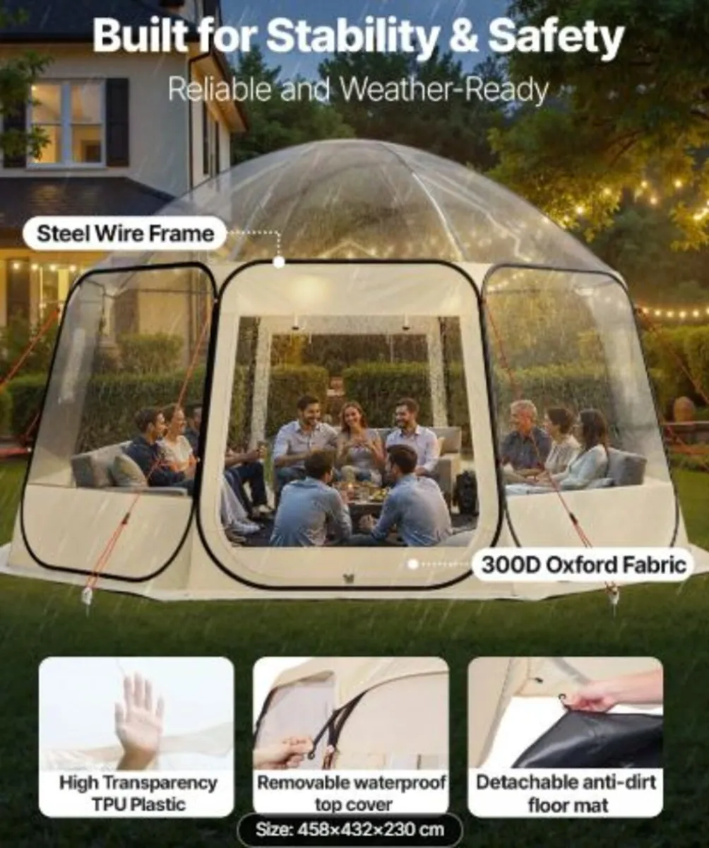 Pop up Bubble Tent, 4.58 x 4.32 m Waterproof & UV- - Image 2