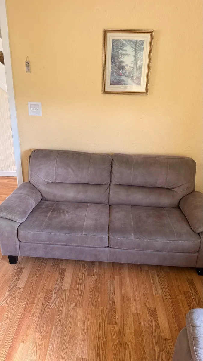 Grey 3 seater sofa and two armchairs - Image 1