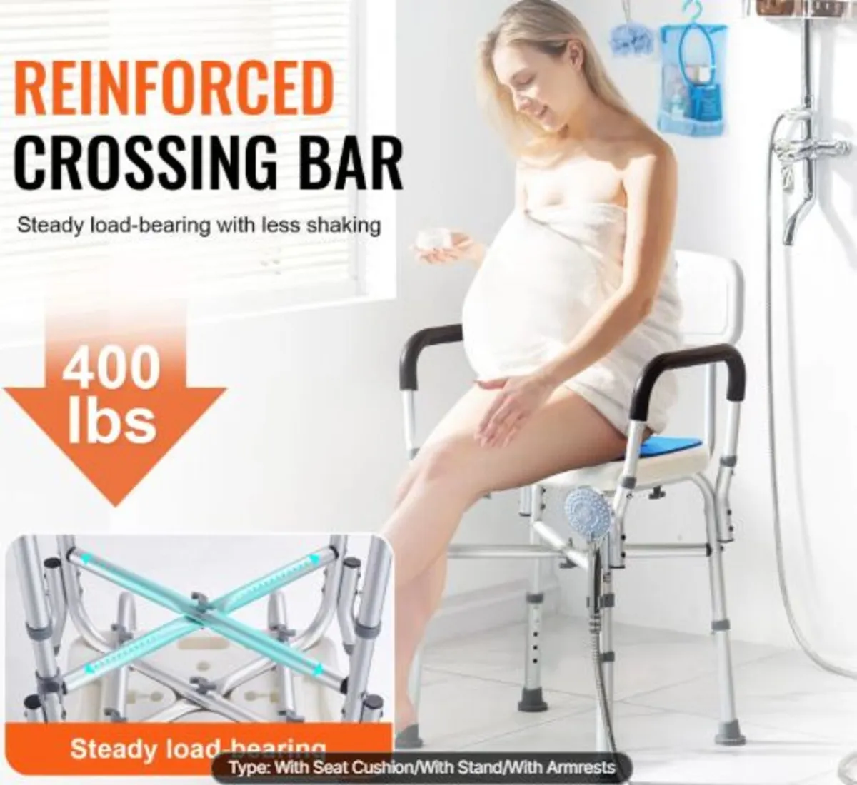 Shower Chair Seat, 400 lbs Capacity, Shower Stool - Image 2