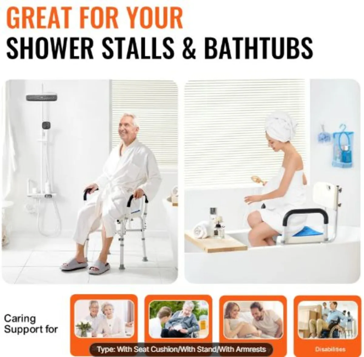 Shower Chair Seat, 400 lbs Capacity, Shower Stool - Image 4