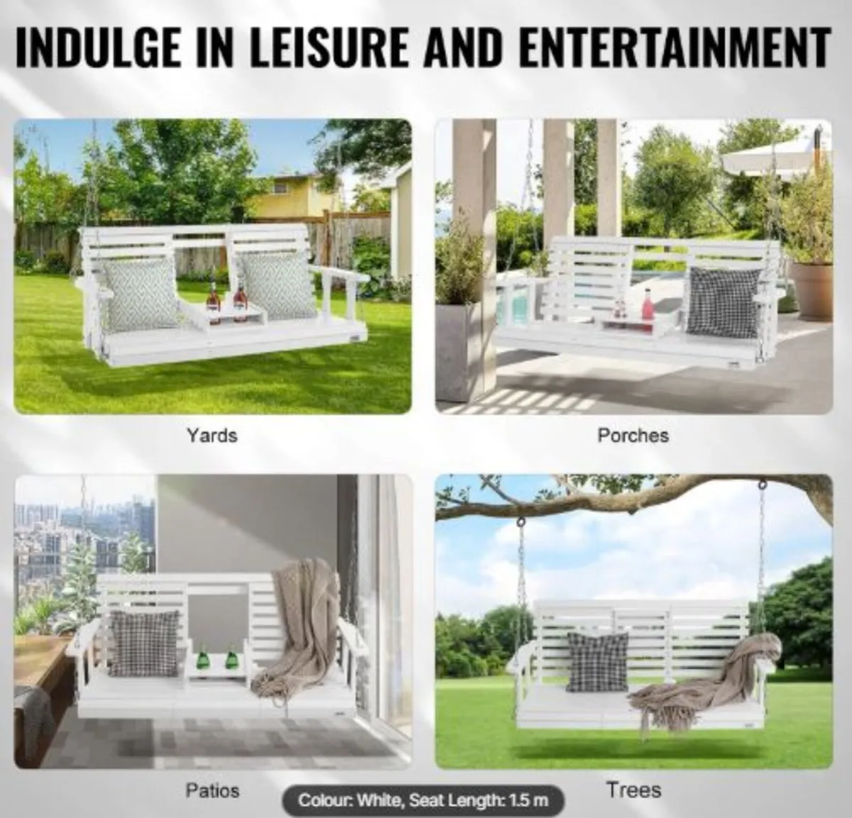 Wooden Porch Swing 5 ft, Patio bench swing - Image 4