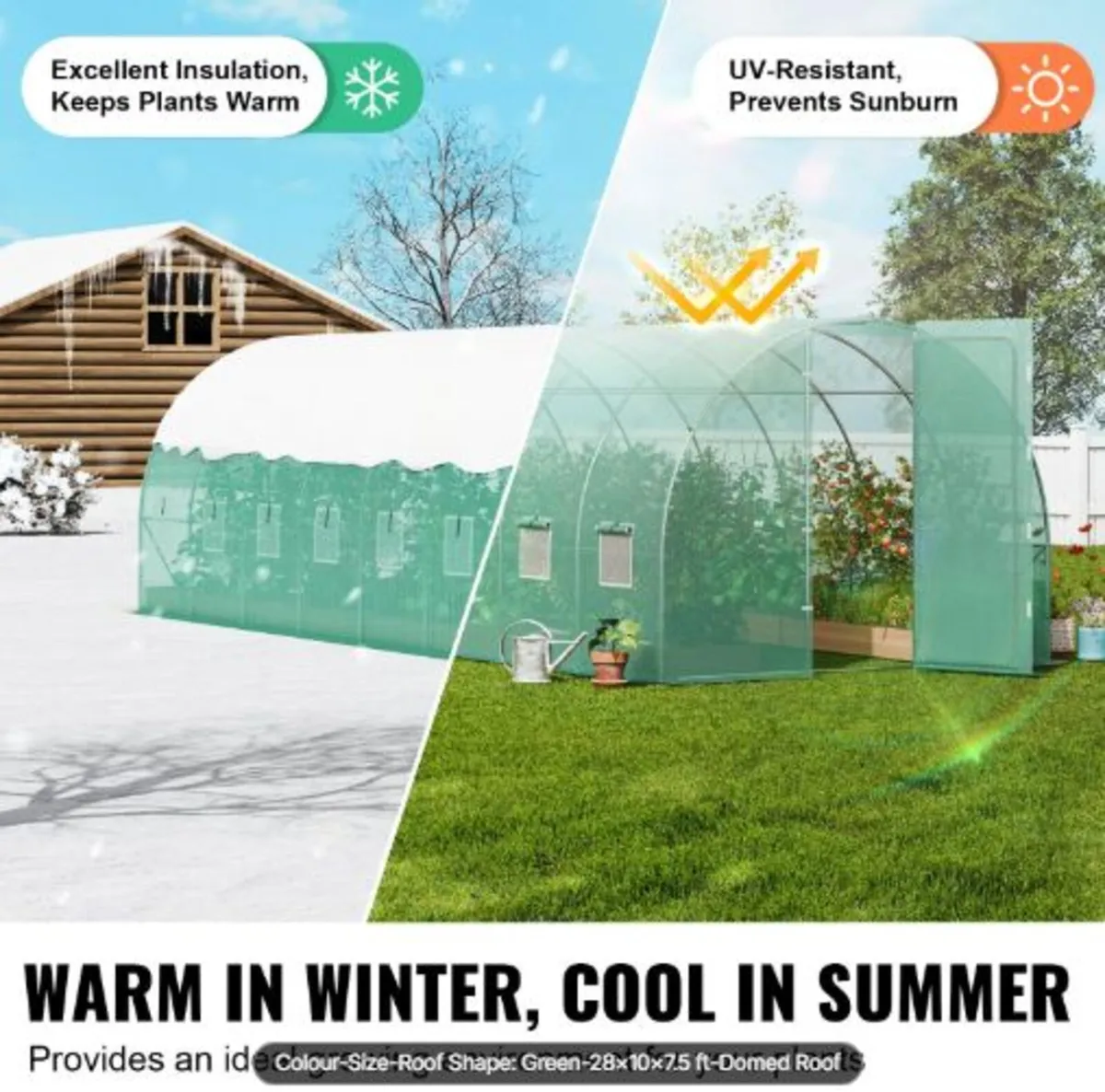 Walk-in Tunnel Greenhouse, 27.4x9.5x7.4 ft Hoop - Image 3