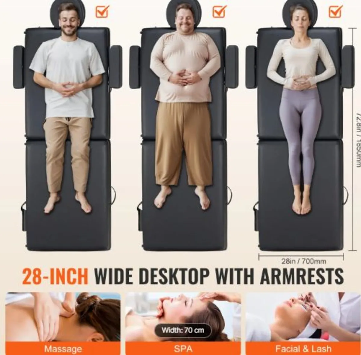 Portable Massage Table 28" (71.1 cm) W, 2 Folding - Image 2