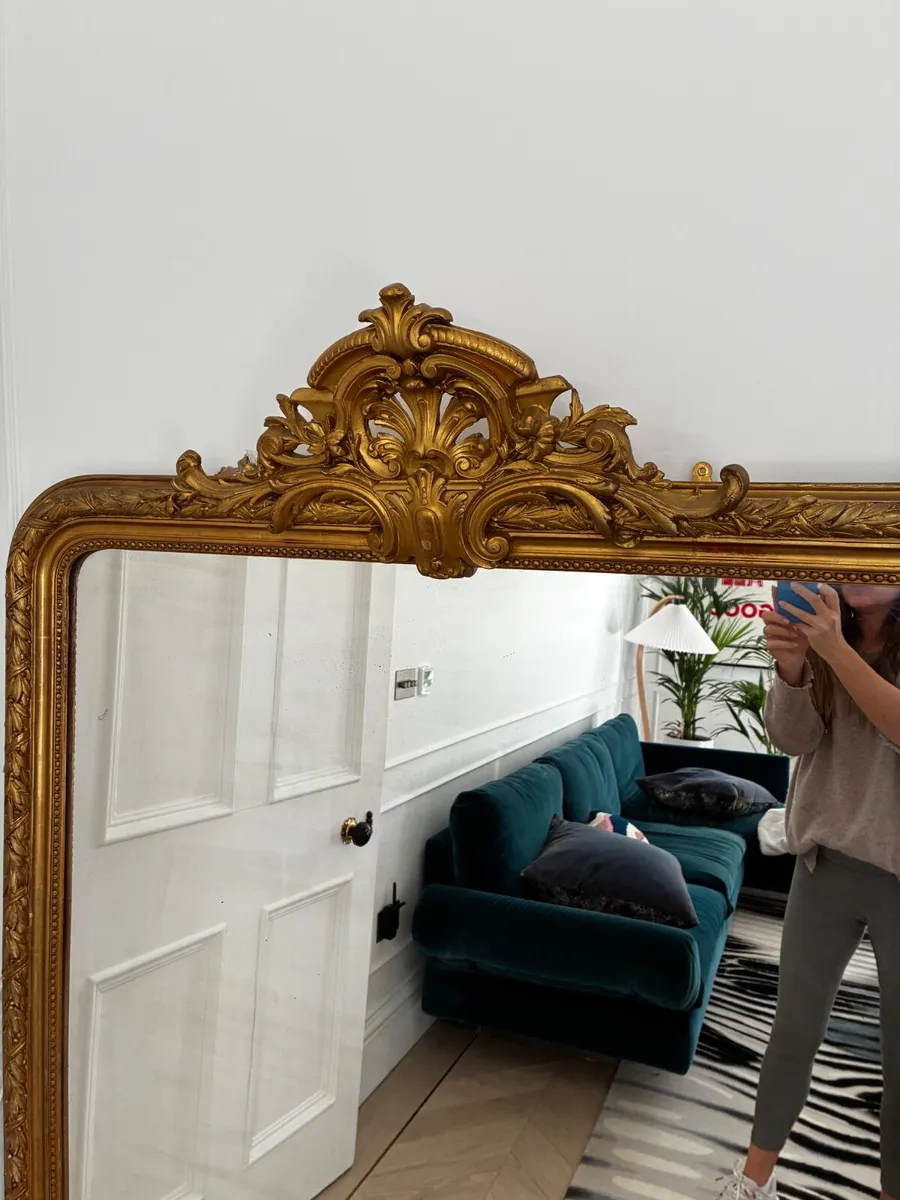 19th century Antique Gilt overmantle  mirror - Image 2