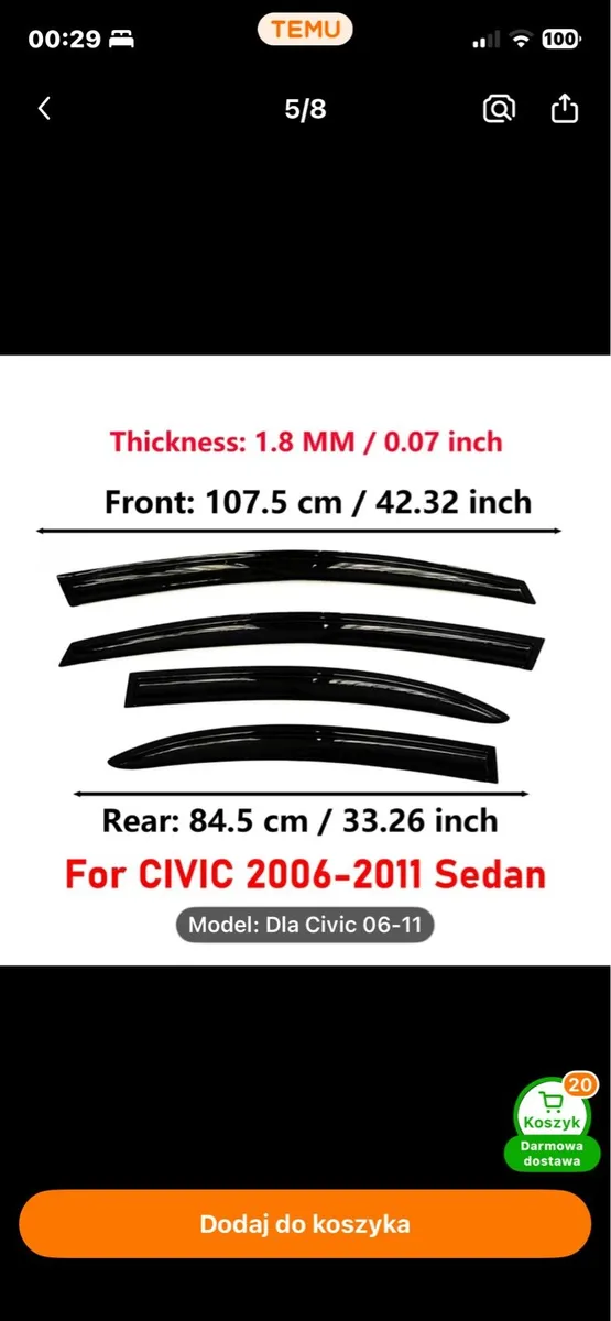 Wind deflectors for Honda civic 2005-2012 - Image 3