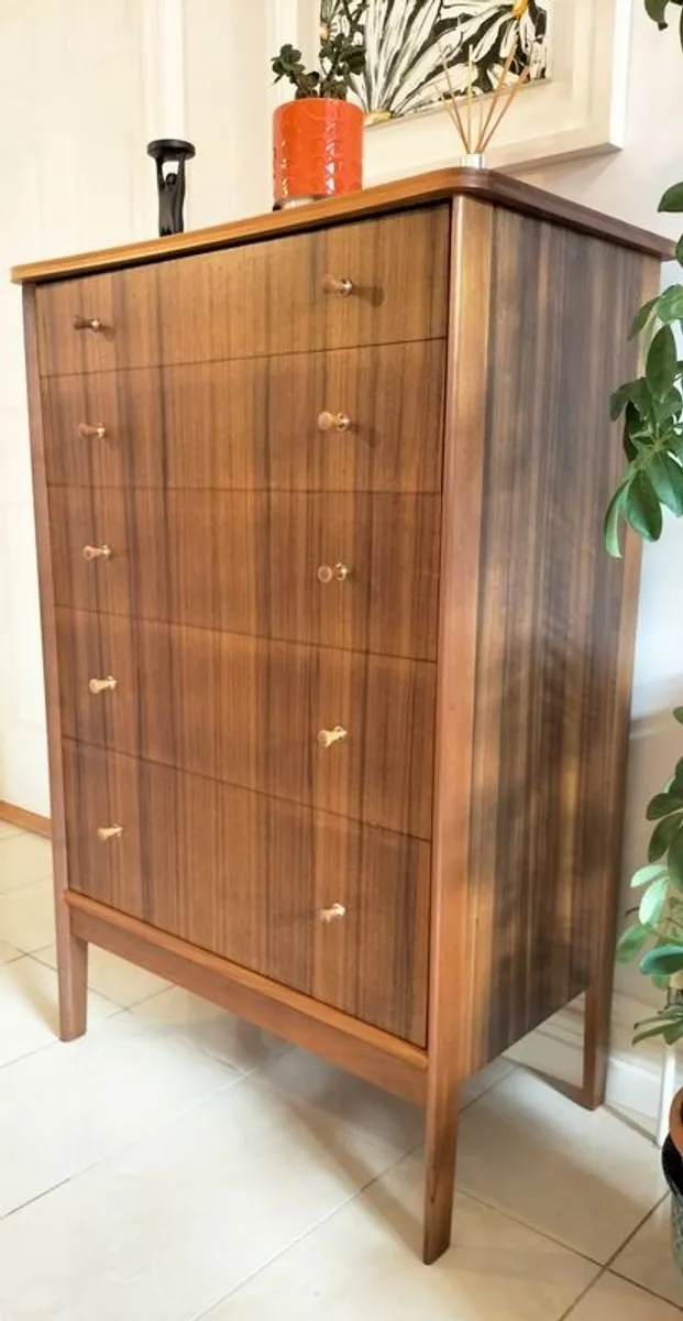 Md Century Vintage Vanson Tallboy Chest of Drawers - Image 4