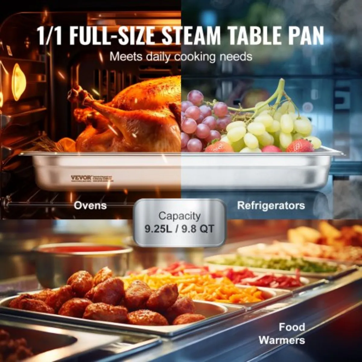 6 Pack Hotel Pans, Full Size Anti-Jam Steam Pan, 0 - Image 3