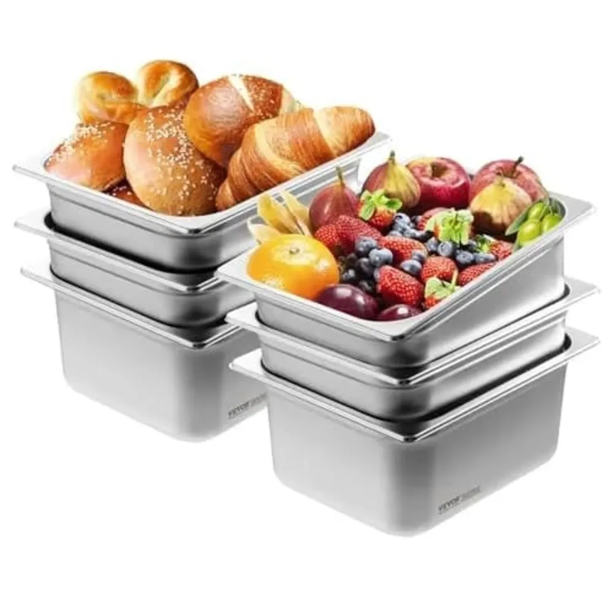 6 Pack Hotel Pans, 1/2 Size Anti-Jam Steam Pan, 0. - Image 1