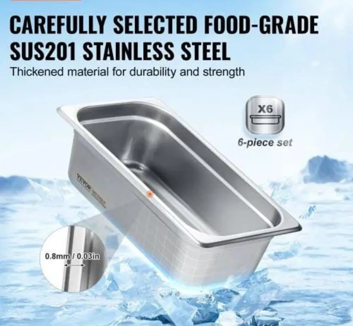 6 Pack Hotel Pans, 1/3 Size Anti-Jam Steam Pan, 0. - Image 4