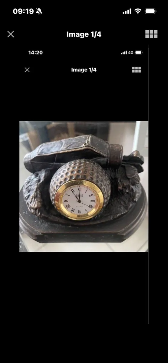 Rare Bronze Golf Kit Clock - Image 1