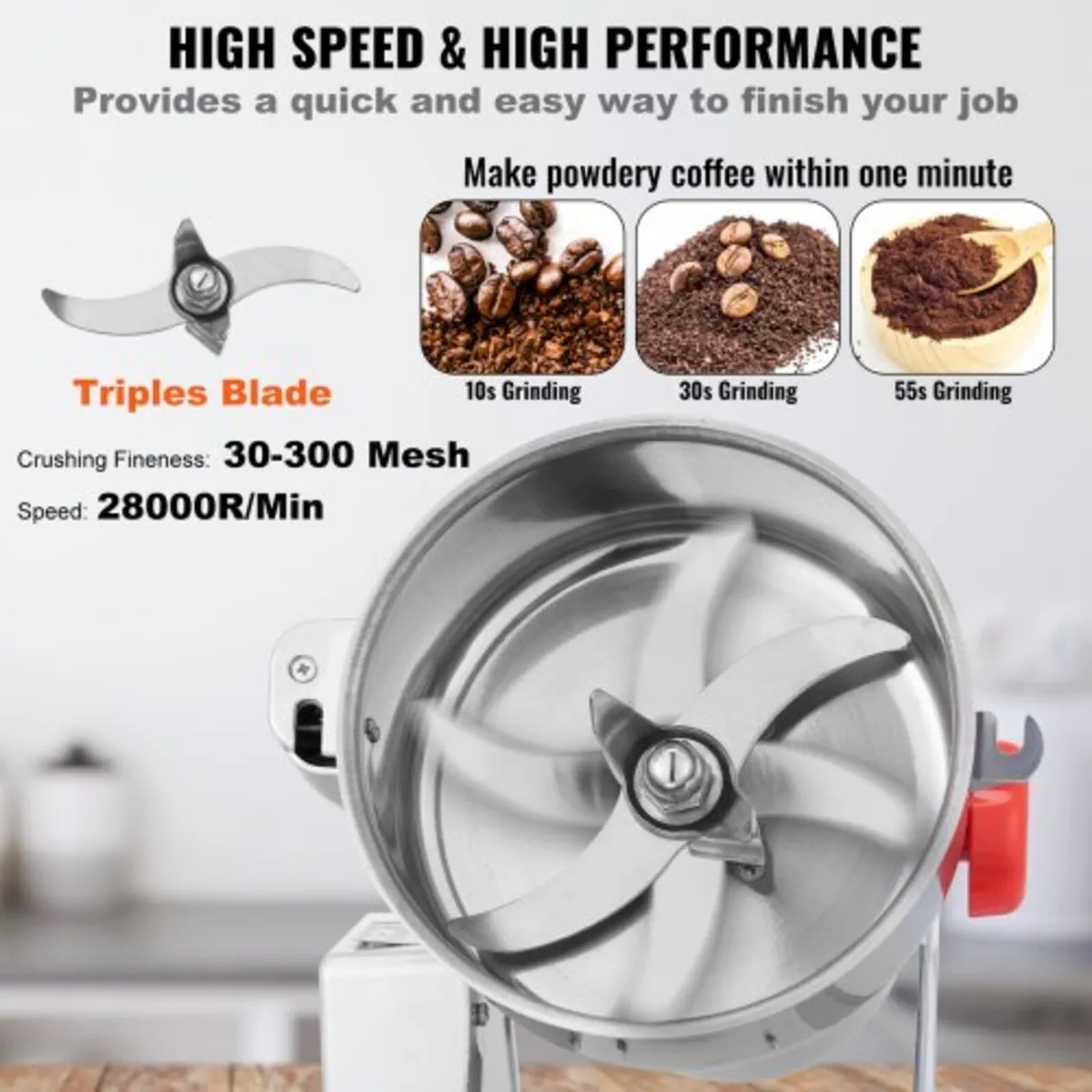 1000g Electric Grain Mill Grinder, High Speed 3000 - Image 2