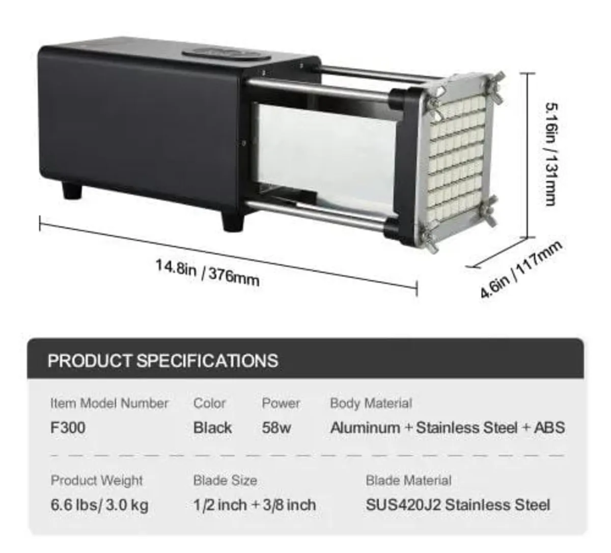 Electric French Fry Cutter, Potato Slicer with 1/2 - Image 4