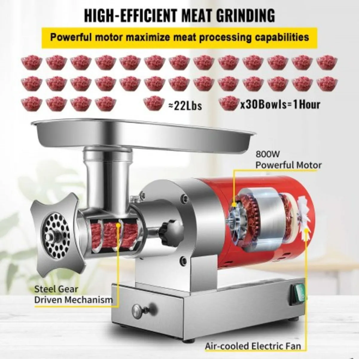 Electric Meat Grinder, 661 Lbs/Hour 1100 W Meat Gr - Image 3