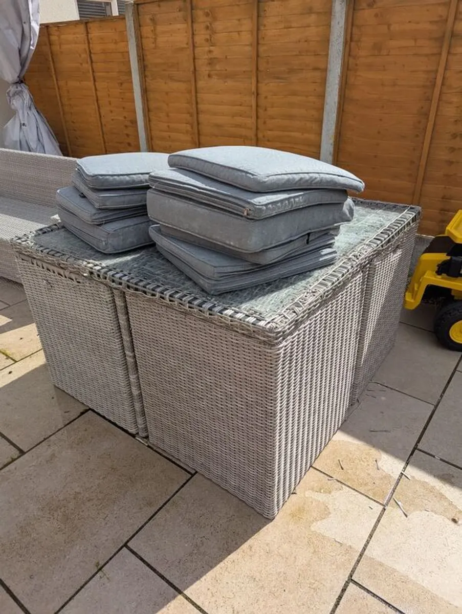 FREE 4 Seat Cube Outdoor Furniture Set with Ceramic Glass Table - Image 2