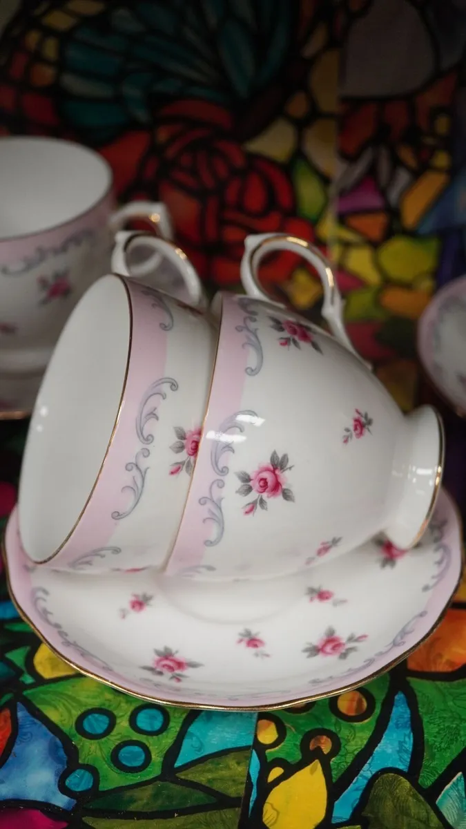 Queen Anne Pink Rose Bone China Tea Set 20 Pieces - Image 2