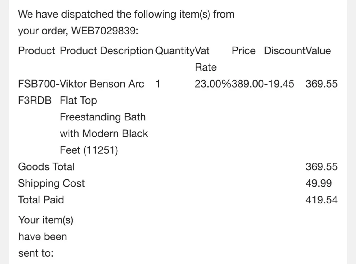 Victor Benson flat top freestanding bath - Image 4