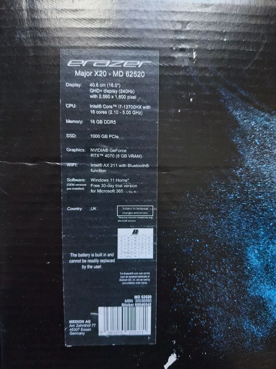 Medion Erazer X20 Gaming Laptop - Like New - Image 2