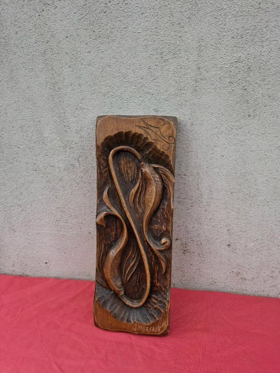 Wood sculpted fish frame postage possible - Image 1