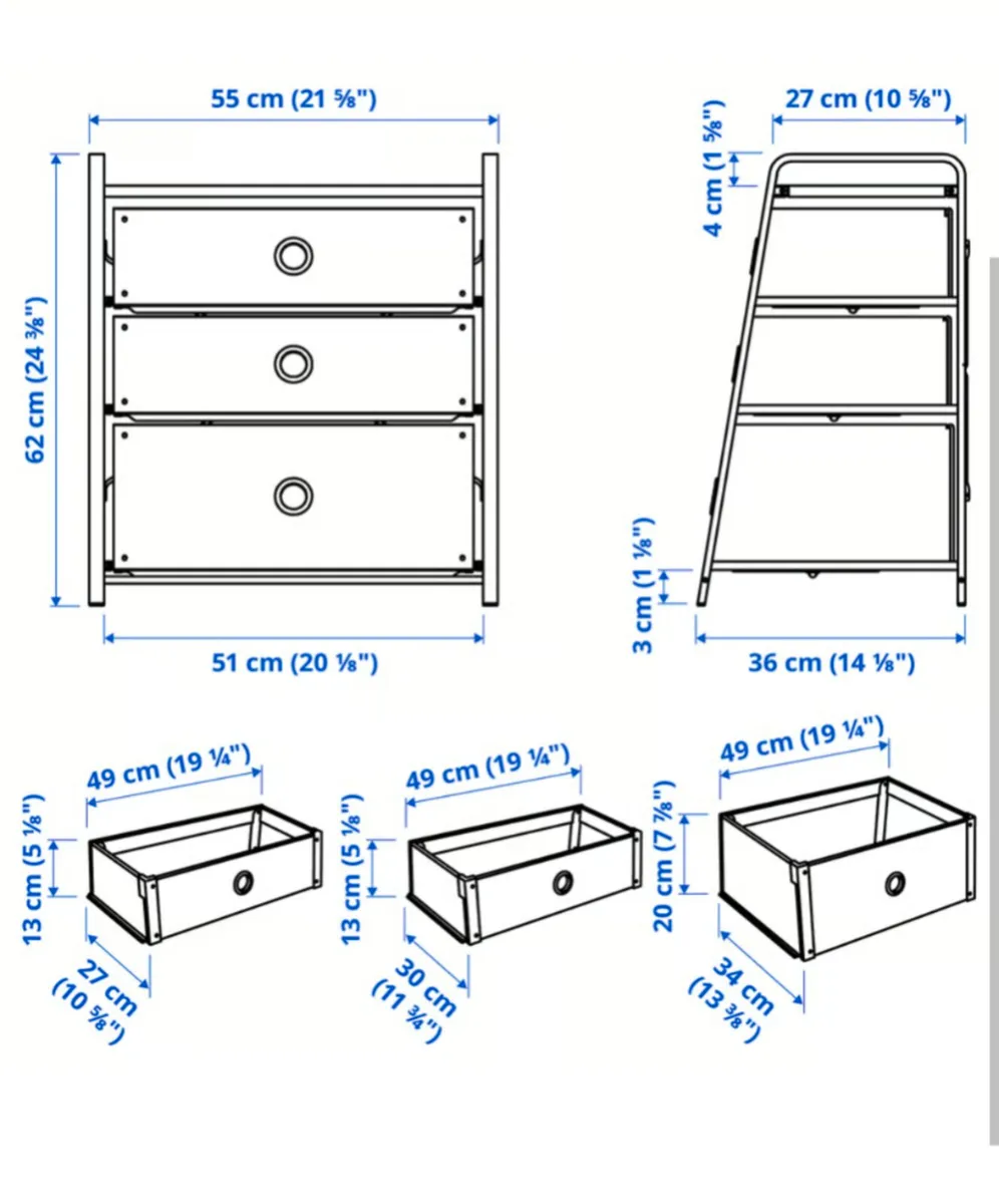 Chest of 3 drawers, 55x62, IKEA - Image 4