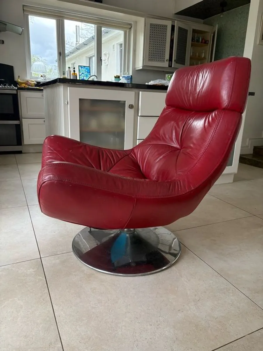 Italian leather swivel chair - Image 2