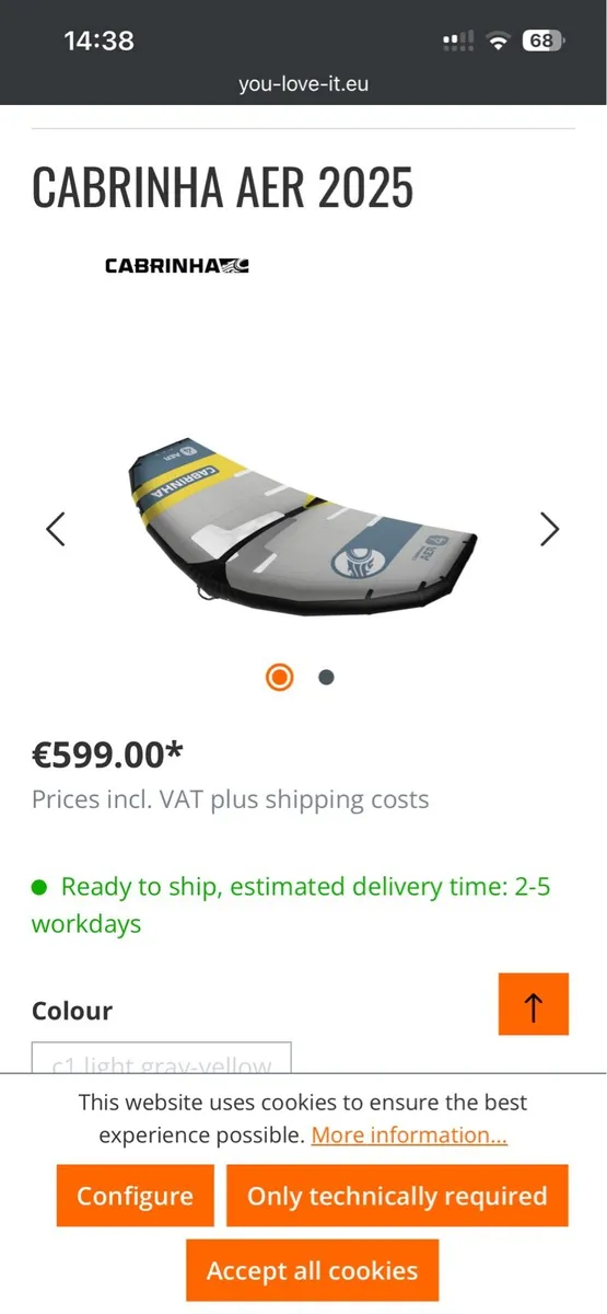 New Cabrinha Aer 2025 wing - Size : 4m, Color : C1 - Image 1