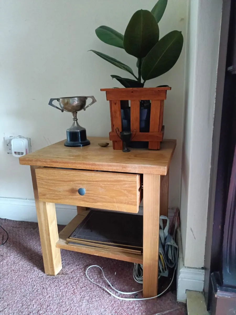 Pair of modern designer, Beechwood bedside tables. - Image 2