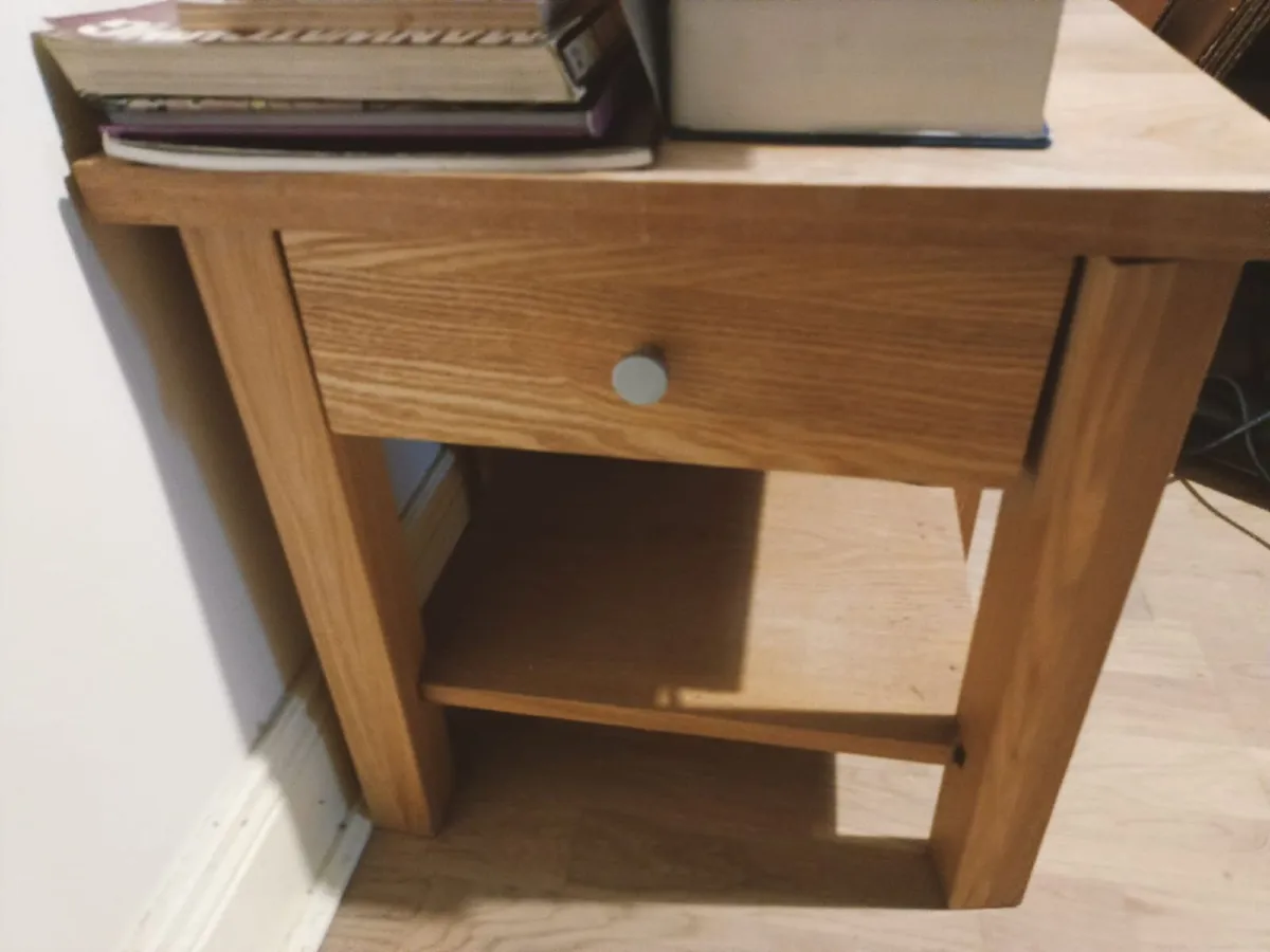 Pair of modern designer, Beechwood bedside tables. - Image 1