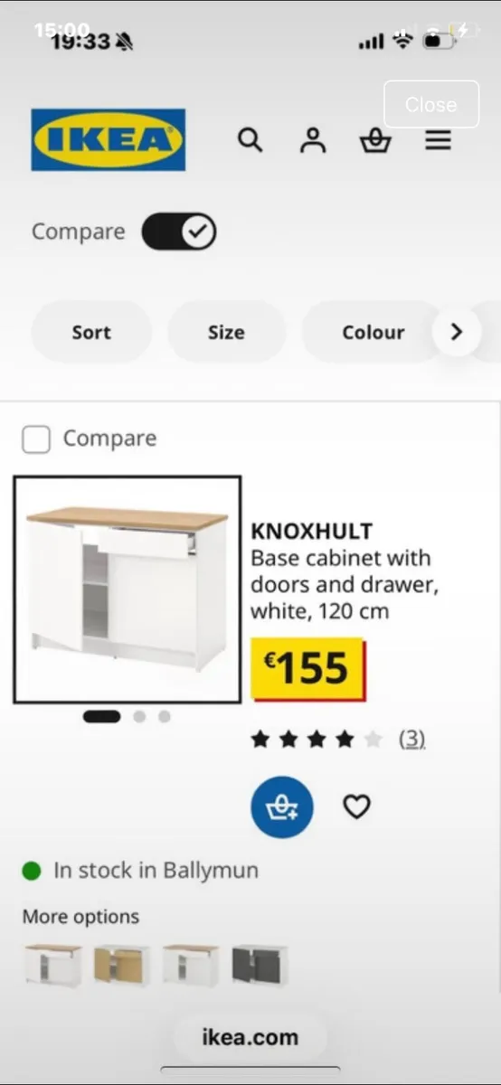 IKEA base cabinet with doors and presses