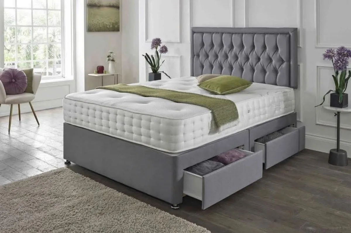 Hilton Divan Chesterfield Bed Frame With Drawers - Image 1
