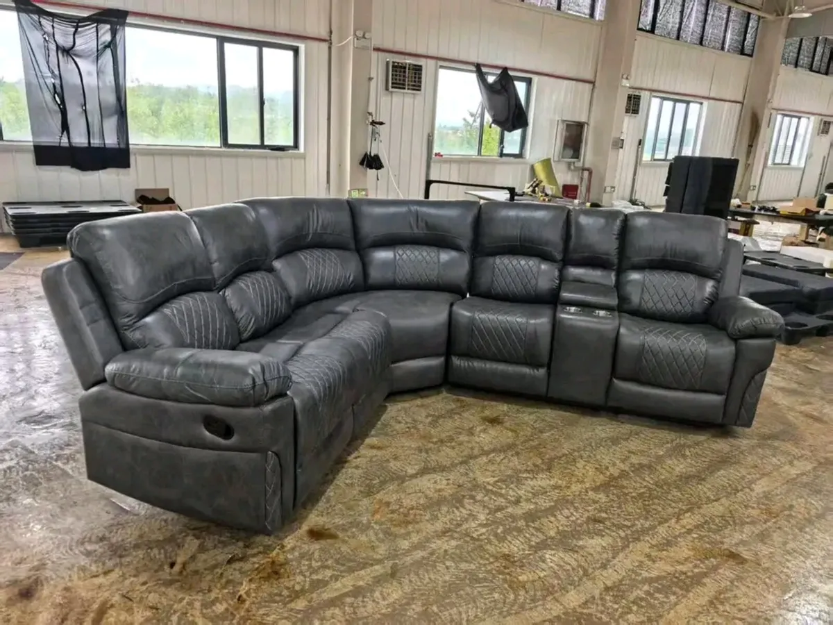 NEW Nando Grey Corner Suede Fabric Sofa - Image 4