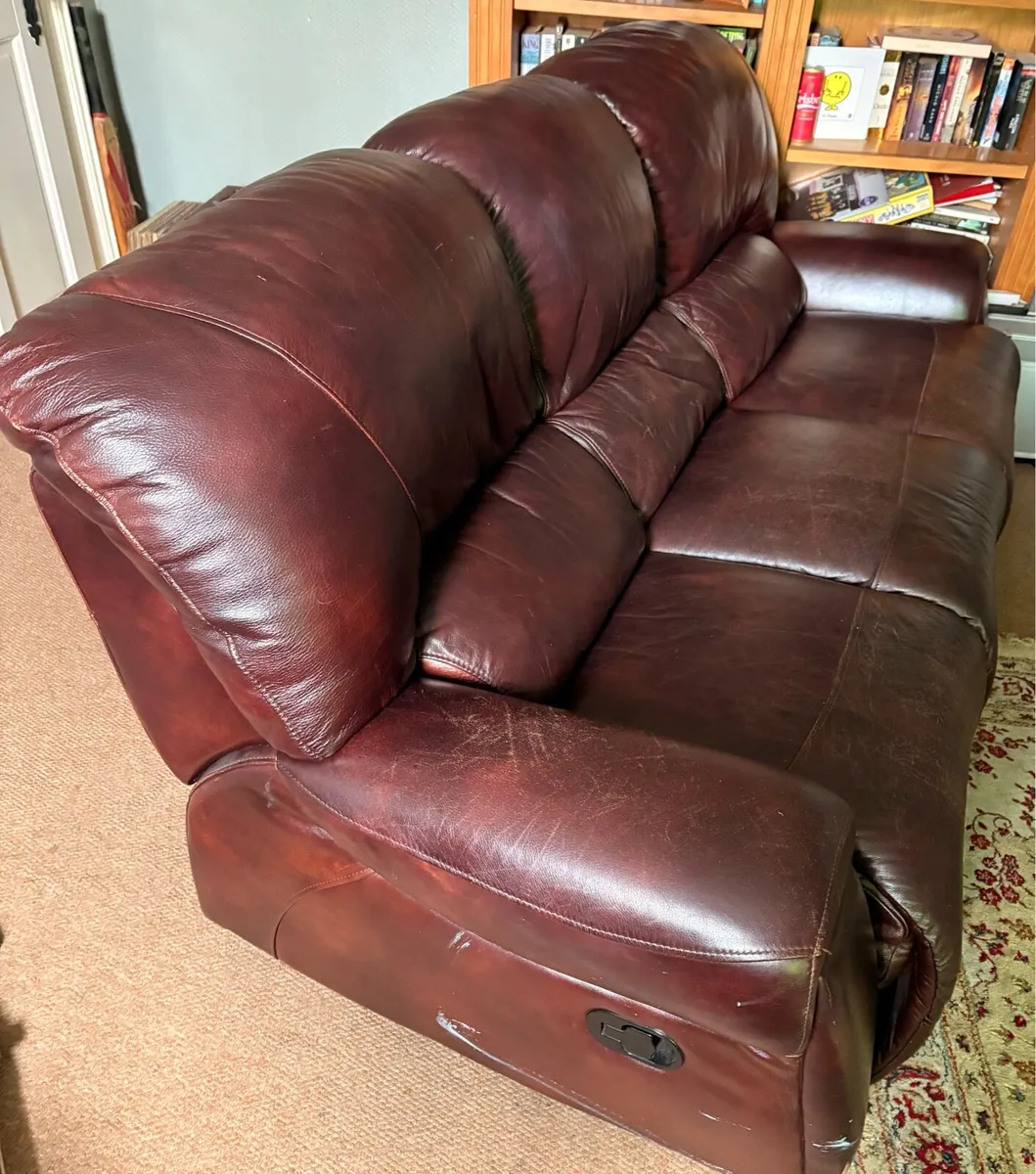 Leather recliner sofa and chair - Image 1