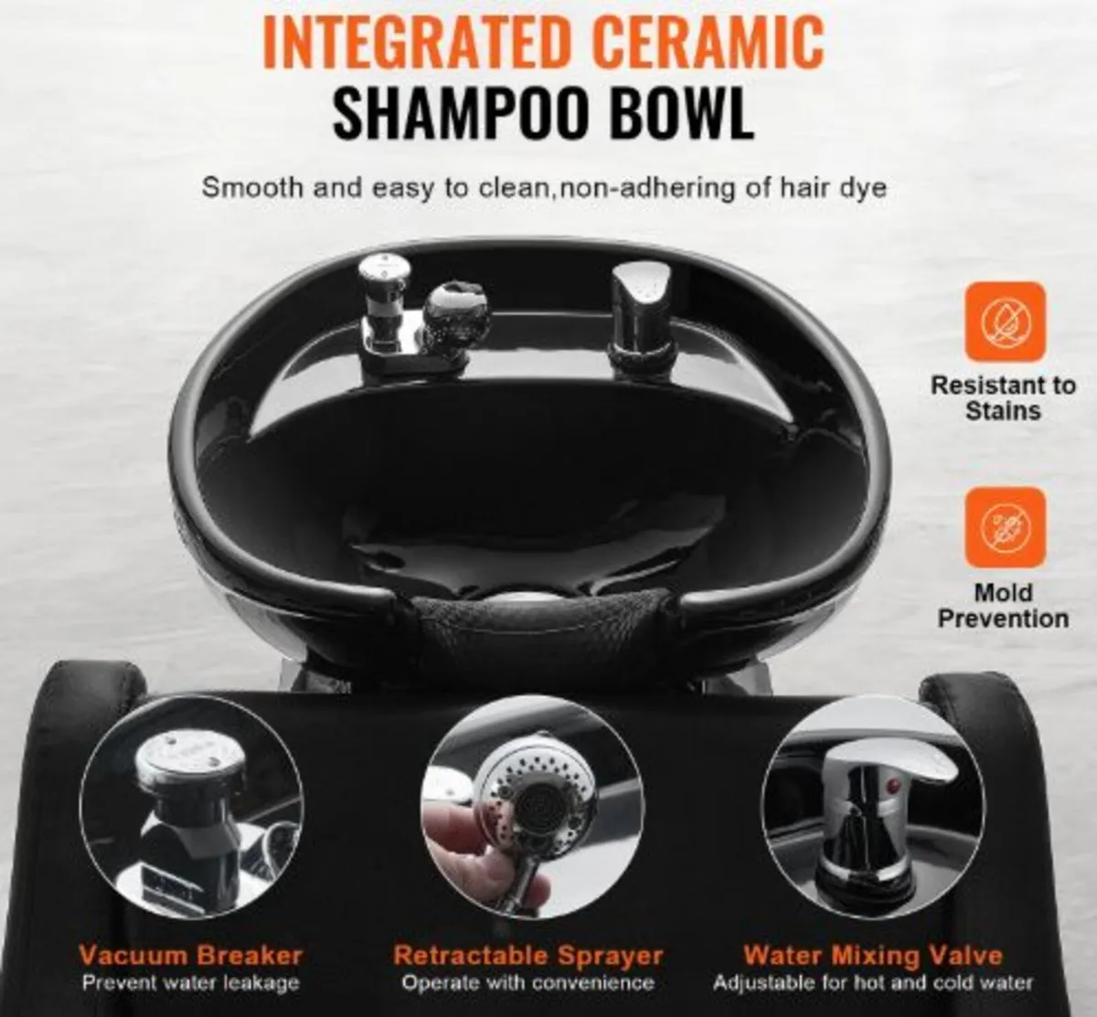 Shampoo Backwash Chair,661.4LBS Loading Barbersho - Image 2